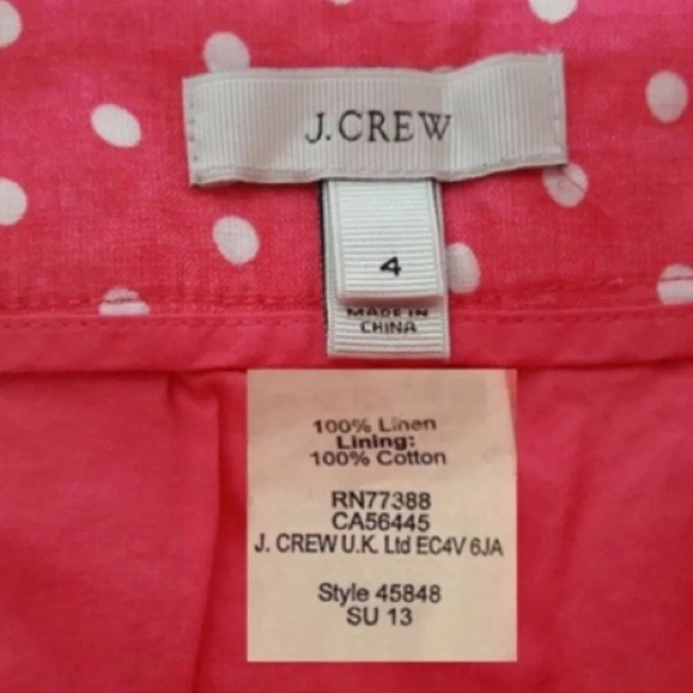 J. Crew Pink & White Polka-dot, Linen & Cotton Blend Shorts, Sz 4/Small. EUC